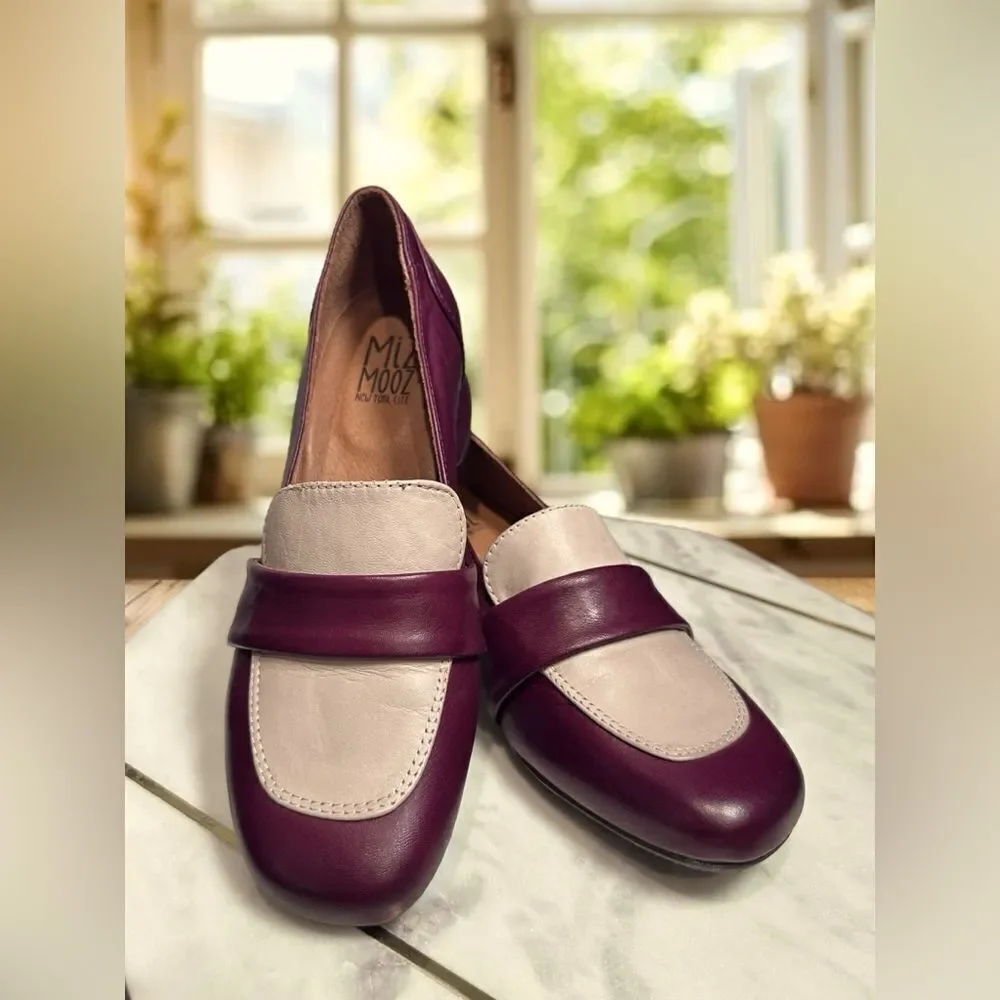 MIZ MOOZ  Bordeaux Leslee Leather Loafers Heel Womens EU 36